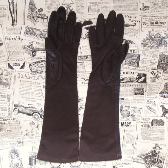 vintage brown leather opera gloves size 6 6.5 - Picture 5 of 8